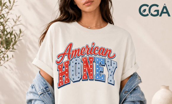American Honey Patriotic Varsity PNG Digital Design
