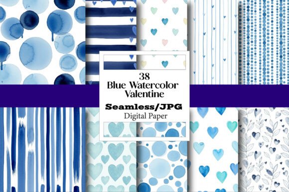 Blue Watercolor Valentine Digital Paper: A Versatile Creative Asset