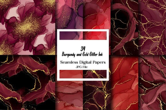 Burgundy and Gold Glitter Ink Textures: The Ultimate Digital Asset for Creative Projects