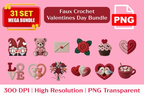Capturing the Cozy: The Allure of Faux Crochet Valentine's Day PNGs