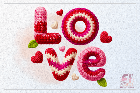 Crochet LOVE Clipart Valentine Lettering: A Cozy Asset for Modern Creators