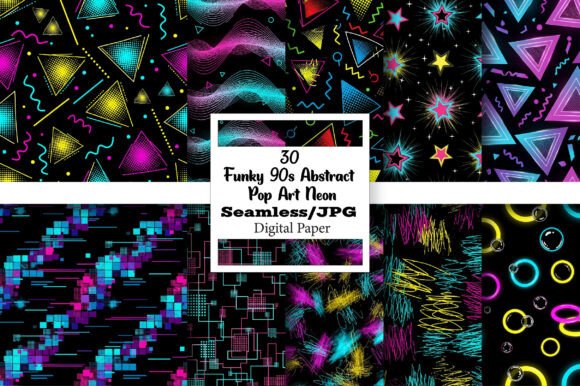 Funky 90s Abstract Pop Art Neon Pattern: A Creative Powerhouse