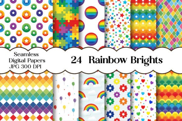 Ignite Your Projects with Rainbow Brights Digital Papers