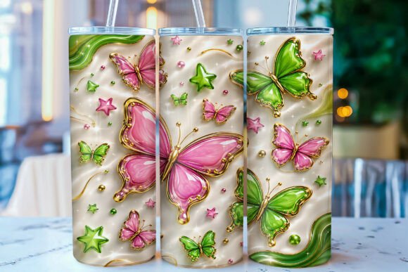 Inflated Butterfly Tumbler Wrap: A Fantasy PNG Design