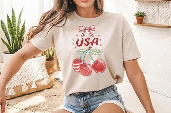 Patriotic Cherry Lettering PNG for Creative Projects