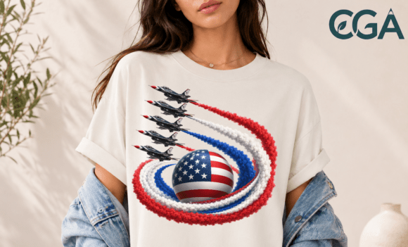 Patriotic Jet Airshow American Flag PNG Design