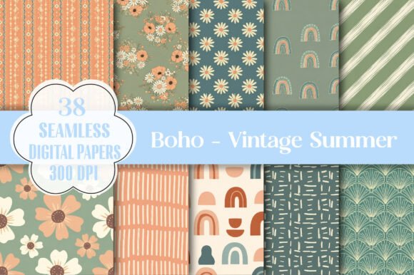 Seamless Boho Patterns - Vintage Summer: A Process-Oriented Creative Asset