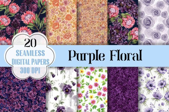 Seamless Purple Floral Digital Paper: Your Versatile Creative Toolkit