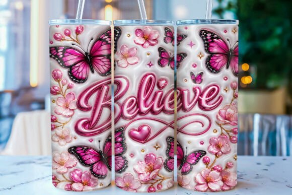 The Inflated Believe Butterfly Tumbler Wrap: A Sublimation Design for Creativity and Encouragement