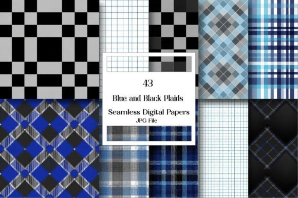 Unlock Creativity with Blue and Black Plaids Digital Paper
